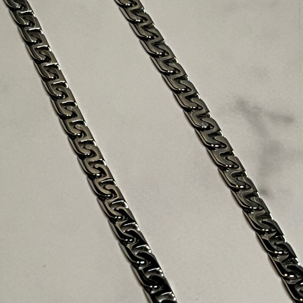 Thick Figaro Chain Stainless Steel Silver Color 24” long Men Women Necklace - Picture 8 of 9